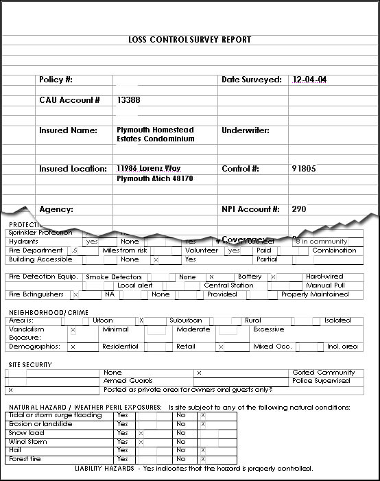 Loss Control Survey Report